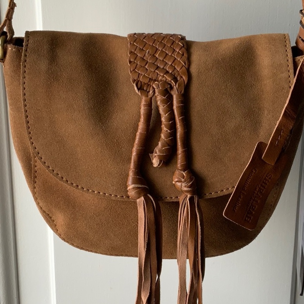 Shiraleah Chicago Brown Suede Leather Crossbody NWT - Picture 3 of 5